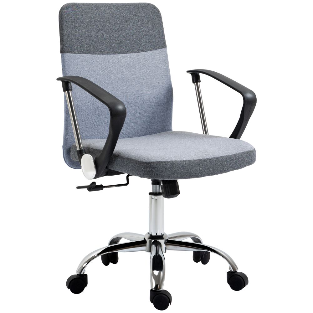 Vinsetto Ergonomic Swivel Desk Chair - Stylish Grey Linen with Rocking Function
