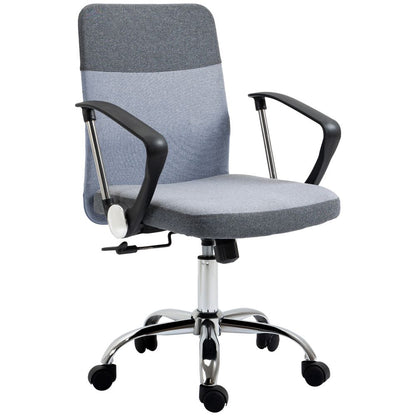 Vinsetto Ergonomic Swivel Desk Chair - Stylish Grey Linen with Rocking Function