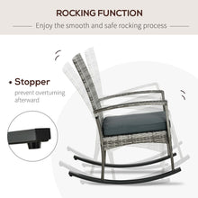 Load image into Gallery viewer, Modern Rattan Rocking Chair with Cushion - Light Grey Elegance for Your Garden
