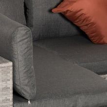 Load image into Gallery viewer, Modern 6-Seater Grey Rattan Patio Sofa Set with Tempered Glass Table
