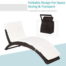 Load image into Gallery viewer, Sunshine Serenity: Rattan Folding Lounger with Cushions – Perfect Garden Relaxation!
