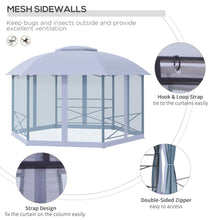 Load image into Gallery viewer, Hexagon Metal Gazebo Canopy 4x4.7m - Elegant Outdoor Shelter with Bug Netting
