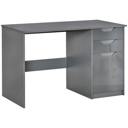 Modern Grey Computer Desk with Storage Drawers for Stylish Workspaces
