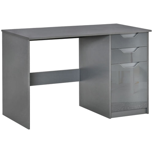 Modern Grey Computer Desk with Storage Drawers for Stylish Workspaces