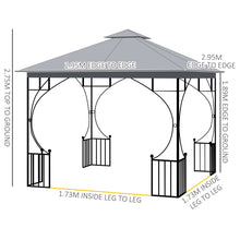 Load image into Gallery viewer, Outsunny 3x3m Light Grey Gazebo Canopy - UV Protection &amp; Rain Shelter for Patio
