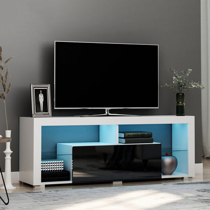 HOMCOM 140cm High Gloss TV Stand with RGB LED Lighting & Ample Storage