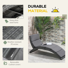 Load image into Gallery viewer, Outsunny Folding Rattan Wicker Sun Lounger with Cushion - Grey Paradise Awaits!
