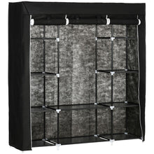 Load image into Gallery viewer, Portable Fabric Wardrobe with 10 Shelves &amp; Hanging Rail - Stylish Storage Solution
