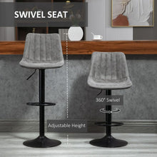 Load image into Gallery viewer, Retro Microfiber Bar Stools Set of 2 - Adjustable Height with Metal Footrest
