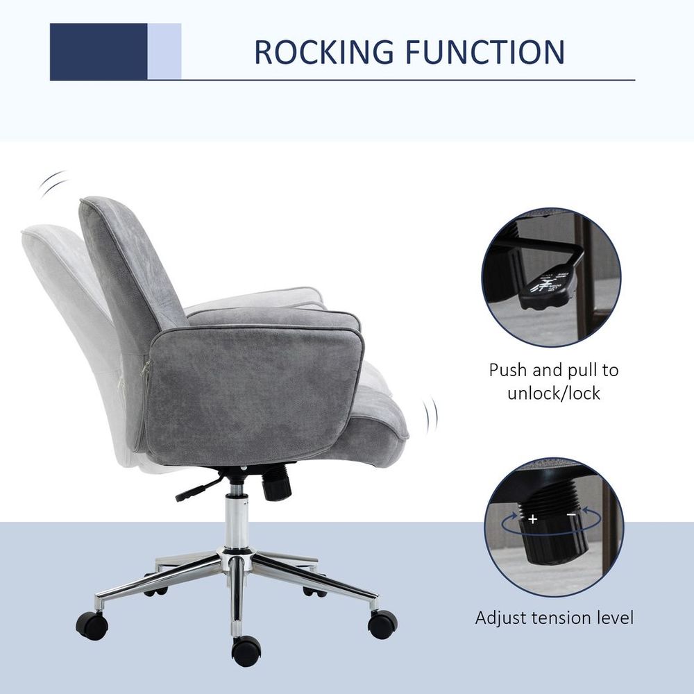 Vinsetto Ergonomic Swivel Office Chair - Chic Light Grey Comfort for Home