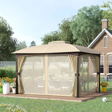 Load image into Gallery viewer, Elegant 4x3m Double Tier Patio Gazebo with Removable Netting in Khaki
