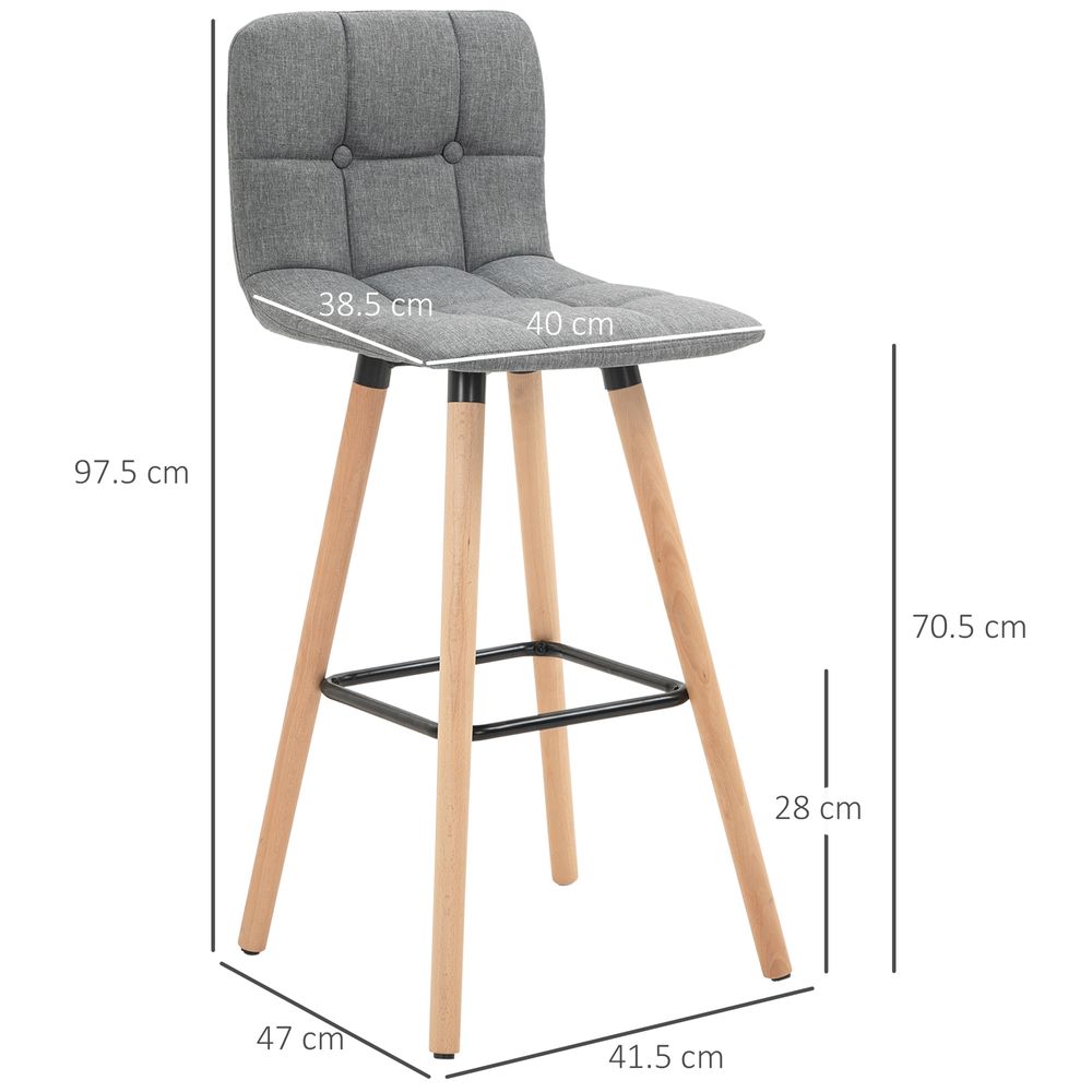 Elegant Grey Armless Bar Stool Set of 2 - Tufted Comfort for Your Kitchen!