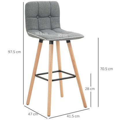 Elegant Grey Armless Bar Stool Set of 2 - Tufted Comfort for Your Kitchen!