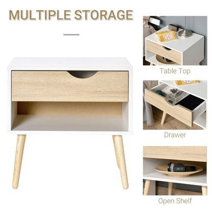 Modern Bedside Table with Drawer & Shelf - Stylish Nightstand Solution