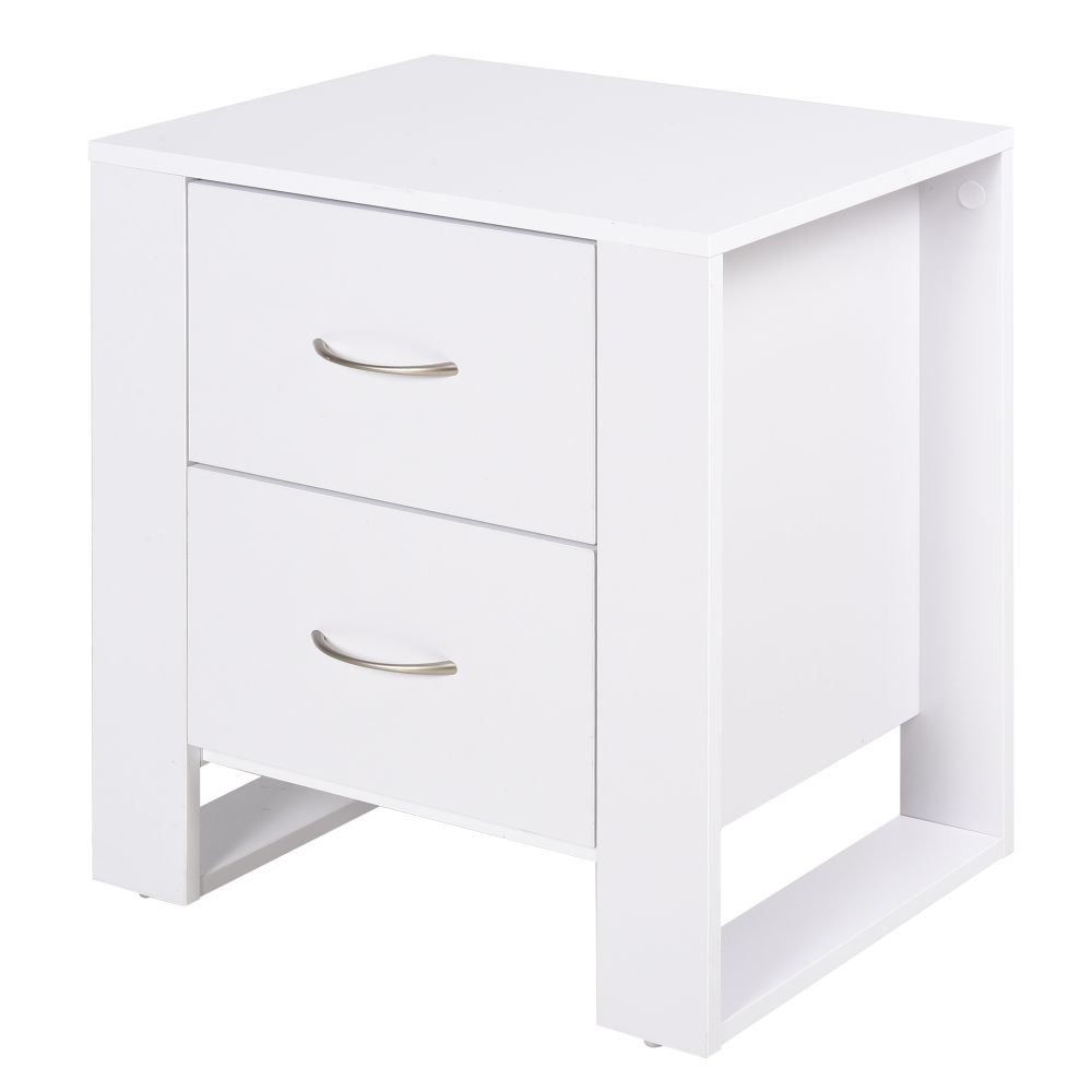 Elegant White 2-Drawer Bedside Table - Modern Storage Solution