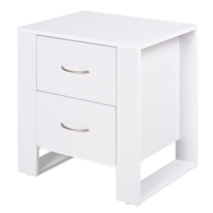 Elegant White 2-Drawer Bedside Table - Modern Storage Solution