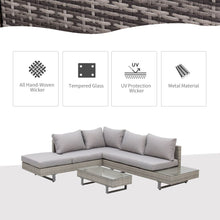 Load image into Gallery viewer, Luxurious 3-Piece Rattan Sofa Set with Cushions &amp; Elegant Tea Table for Outdoors
