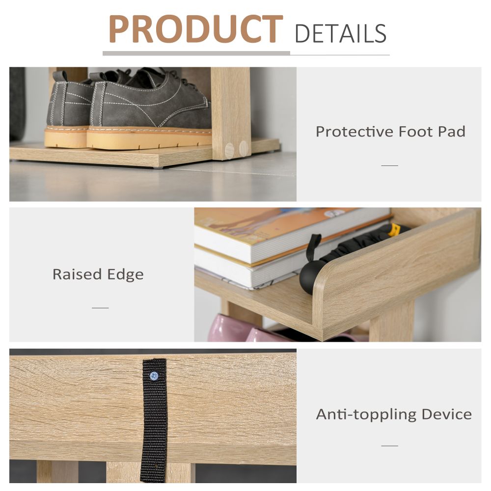 Elegant 7-Tier Oak Shoe Rack & Storage Shelf - Modern Space-Saving Organizer