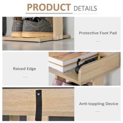 Elegant 7-Tier Oak Shoe Rack & Storage Shelf - Modern Space-Saving Organizer