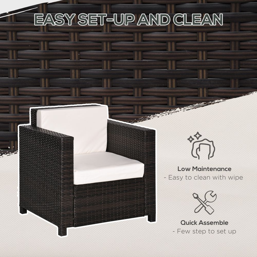 Cozy Rattan Garden Armchair - Fire-Resistant with Plush Cushions & Supportive Design