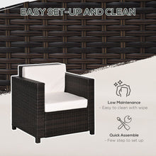 Load image into Gallery viewer, Cozy Rattan Garden Armchair - Fire-Resistant with Plush Cushions &amp; Supportive Design
