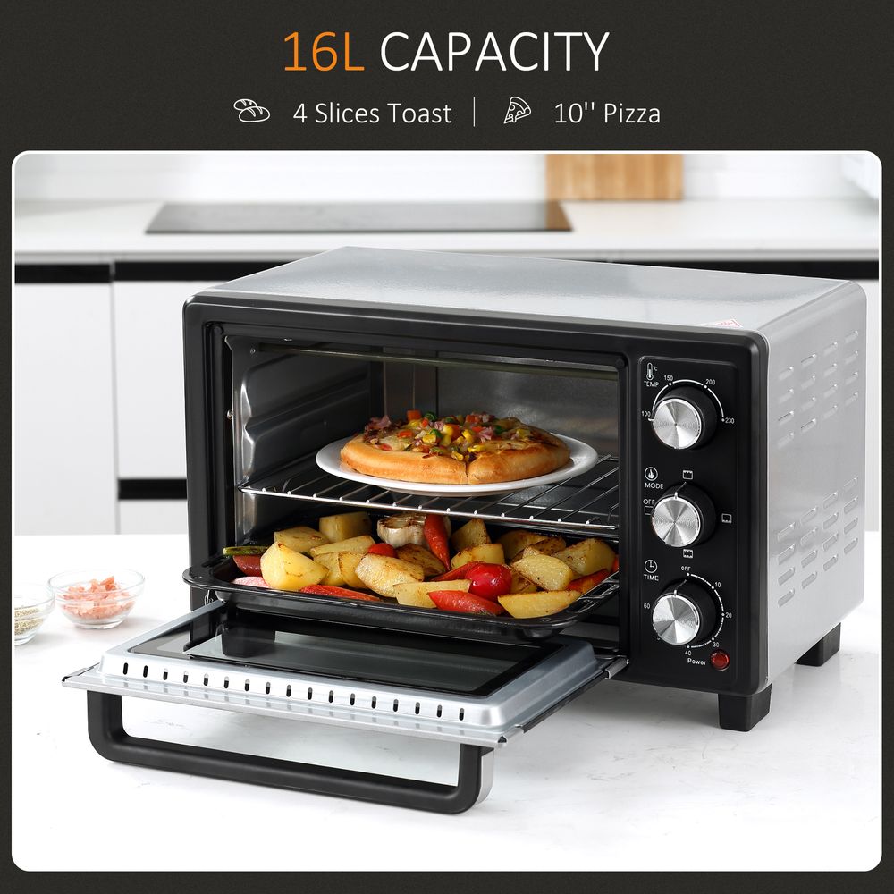 Compact 16L Mini Convection Oven with Timer & Grill – Perfect for Any Kitchen!