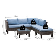 Load image into Gallery viewer, Chic 4-Piece Blue Rattan Outdoor Furniture Set for Stylish Garden Lounging
