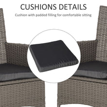 Load image into Gallery viewer, Stylish Grey Rattan 2-Seater Outdoor Dining Chairs with Cushions &amp; Armrests
