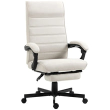 Load image into Gallery viewer, Elegant White High-Back Reclining Office Chair with Footrest - Comfort &amp; Style
