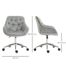 Load image into Gallery viewer, Velvet Home Office Chair Comfy Desk Chair w/ Adjustable Height Armrest Grey
