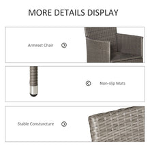 Load image into Gallery viewer, Stylish Grey Rattan 2-Seater Outdoor Dining Chairs with Cushions &amp; Armrests
