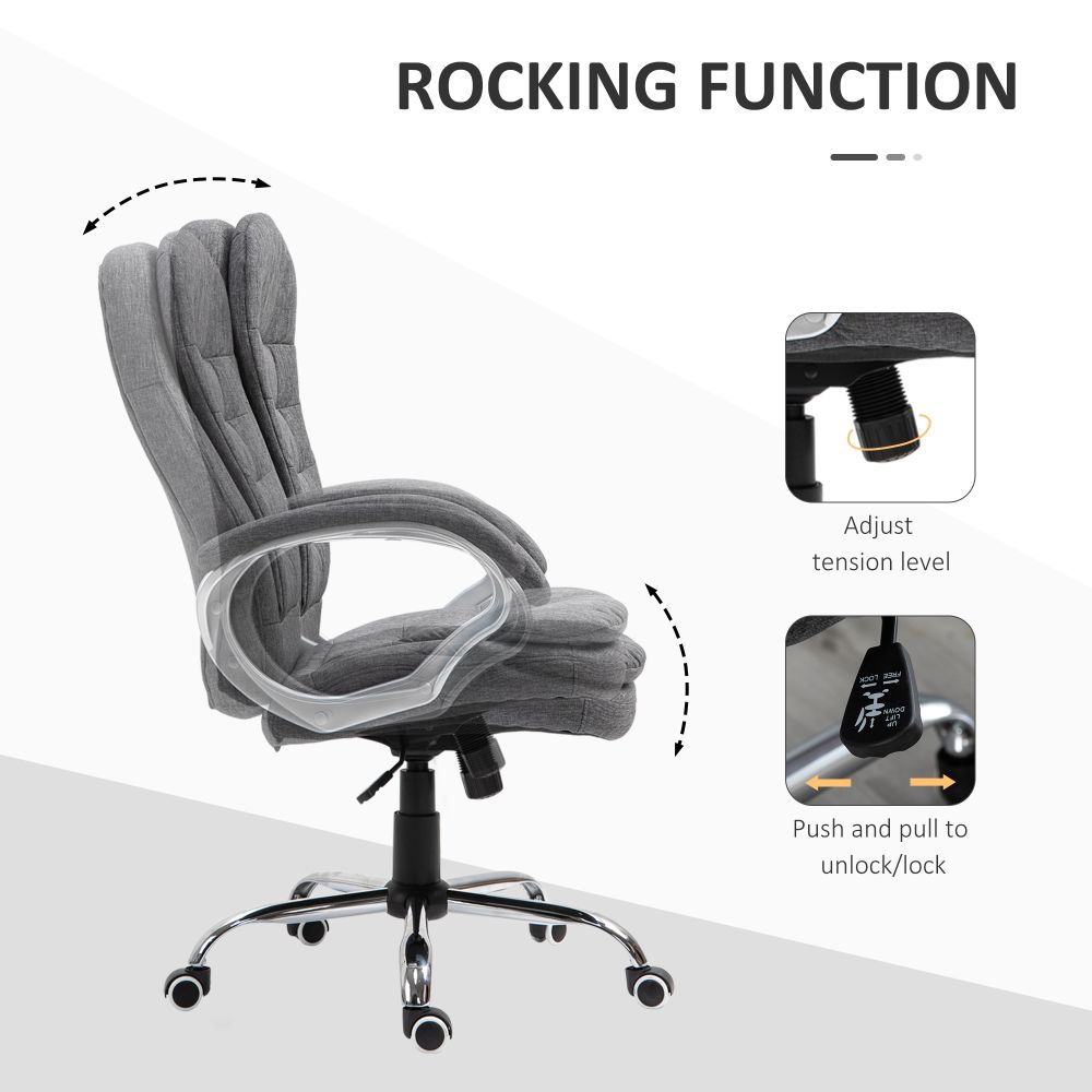 Office Chair Rock 360 Degree Swivel Adjustable Height Lumbar Support Vinsetto