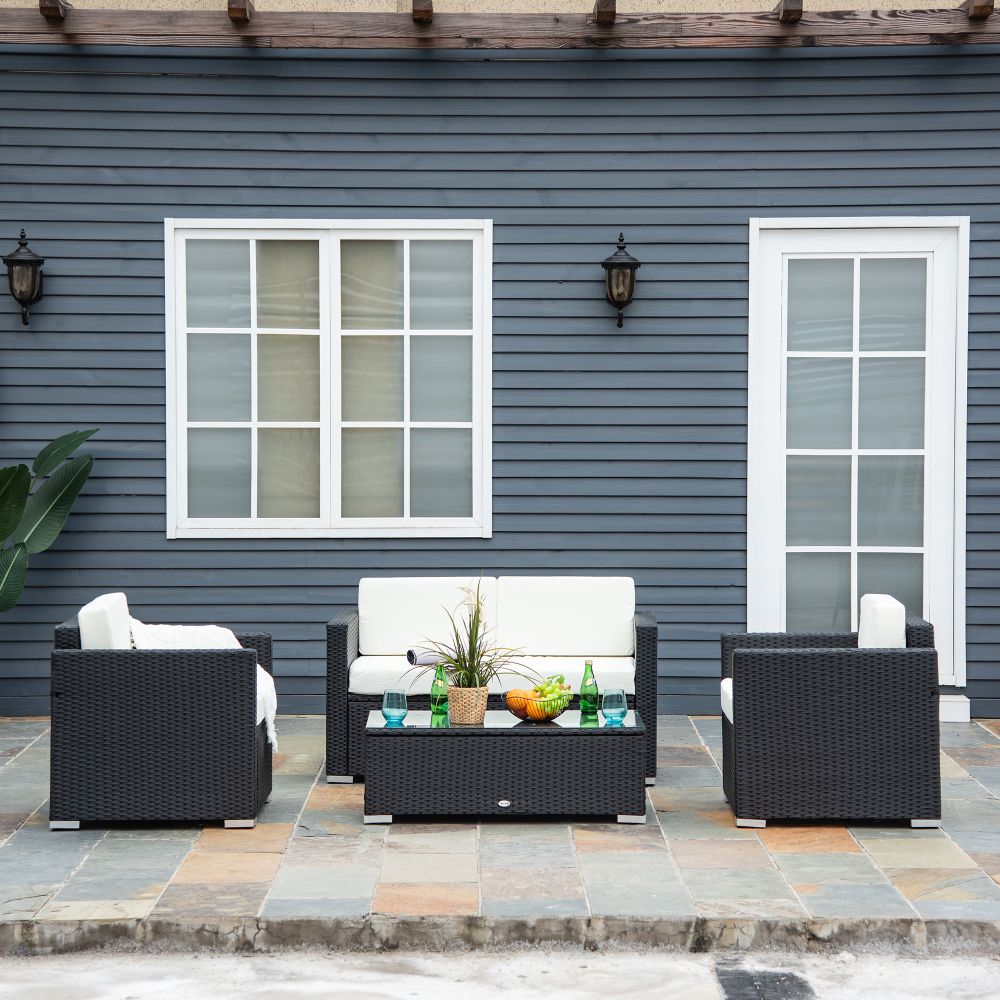 Modern 4-Piece Rattan Sectional Sofa Set for Stylish Outdoor Relaxation