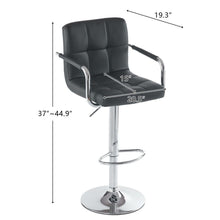 Load image into Gallery viewer, 2pcs 60-80cm 6 Checks Round Cushion Bar Stools with Armrest black

