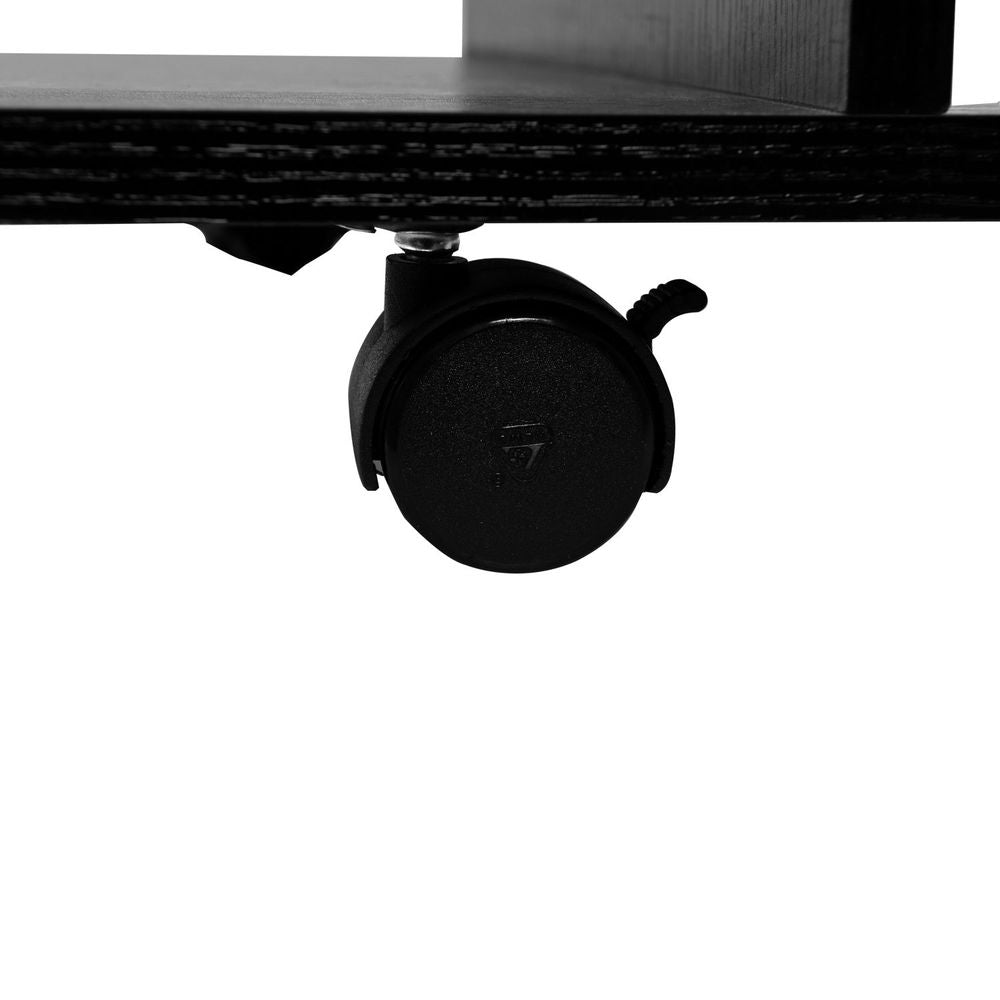 Versatile Mobile TV Stand & Bookshelf - Sleek Black with Easy Mobility