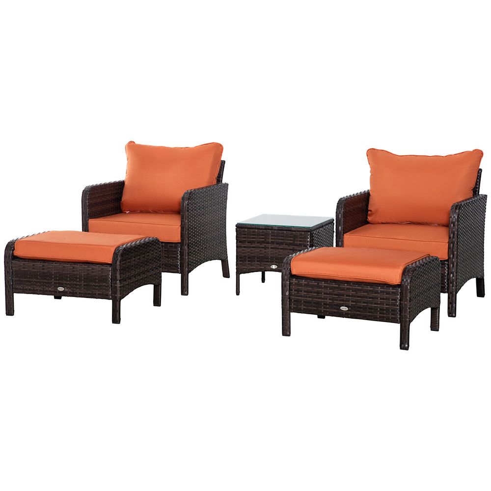 Elegant 2-Seater Rattan Garden Furniture Set with Glass Top Table - Brown