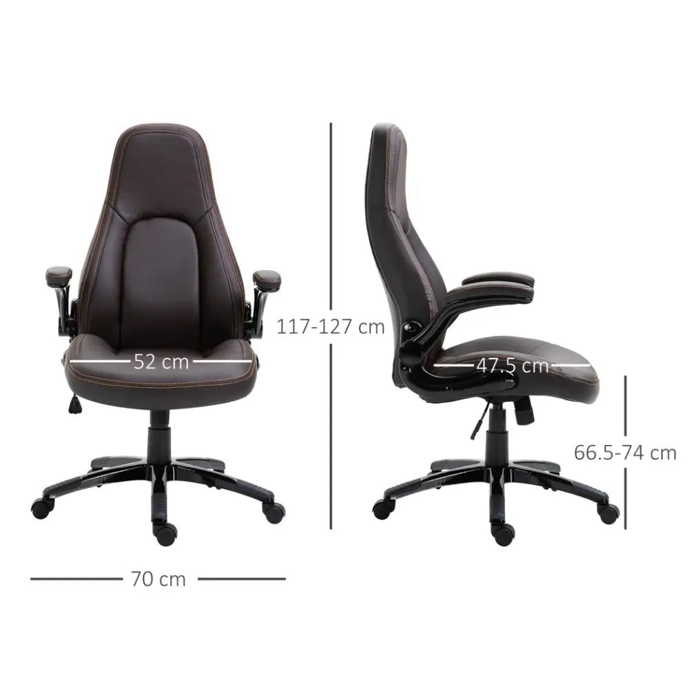 Stylish PU Leather High Back Swivel Office Chair with Adjustable Height