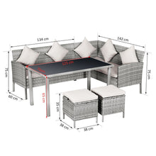 Load image into Gallery viewer, Stylish 5-Piece Rattan Patio Dining Set with Cushions for Ultimate Comfort
