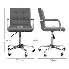 Load image into Gallery viewer, Modern Grey PU Leather Swivel Desk Chair with Armrests - Home Office Comfort
