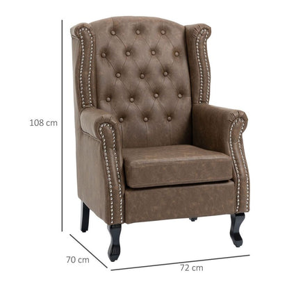 Vintage Chesterfield Wingback Accent Chair - Tufted Brown Elegance
