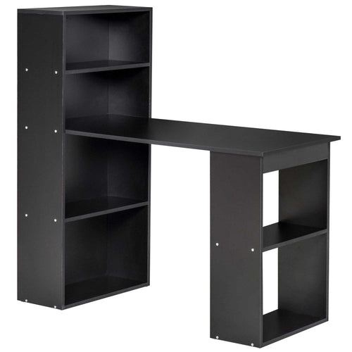 Modern Black Computer Desk & Bookshelf Combo - Efficient Workspace Solution