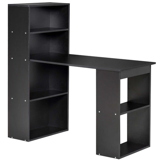 Modern Black Computer Desk & Bookshelf Combo - Efficient Workspace Solution