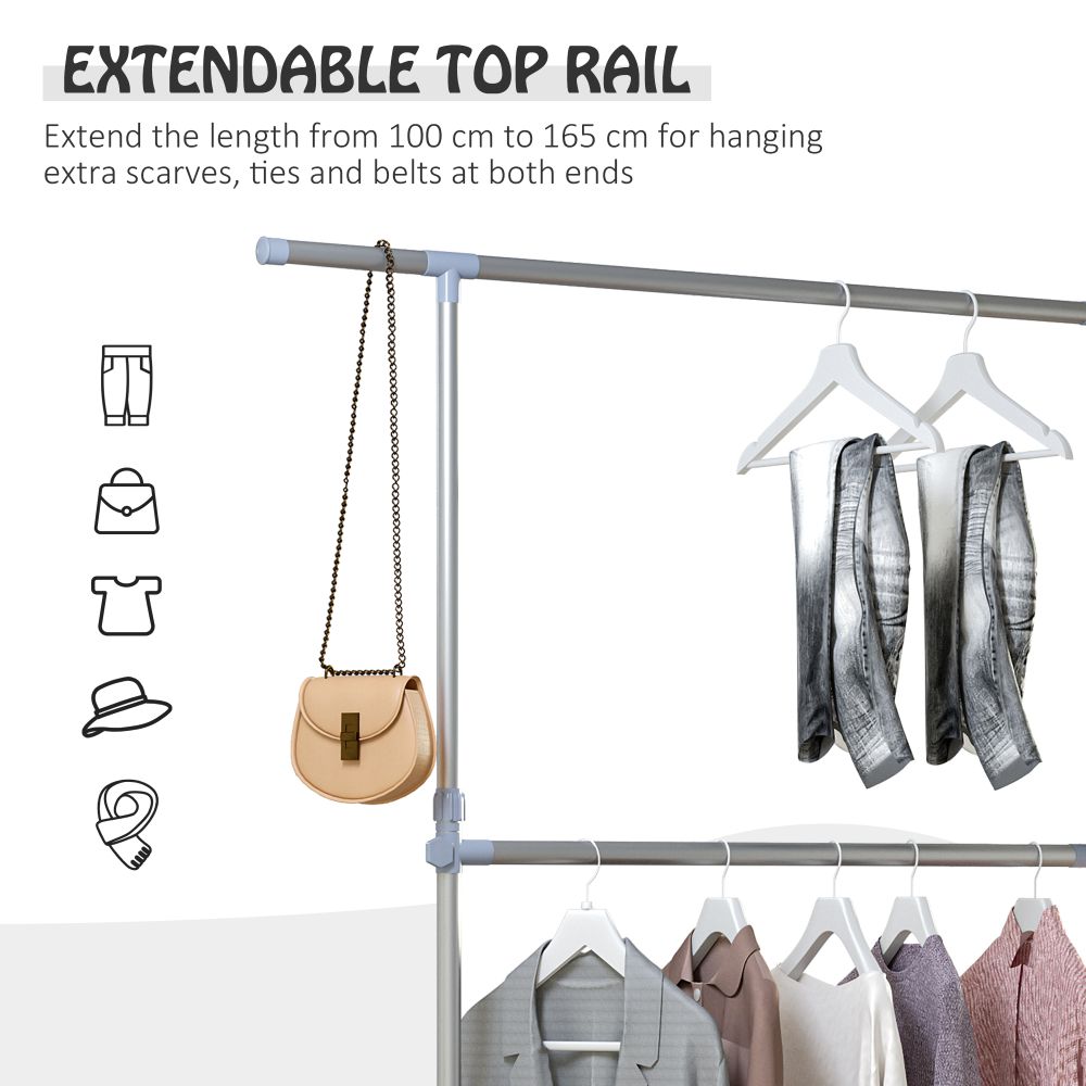 Heavy-Duty Rolling Clothes Hanger - Sturdy Stainless Steel Organizer Solution