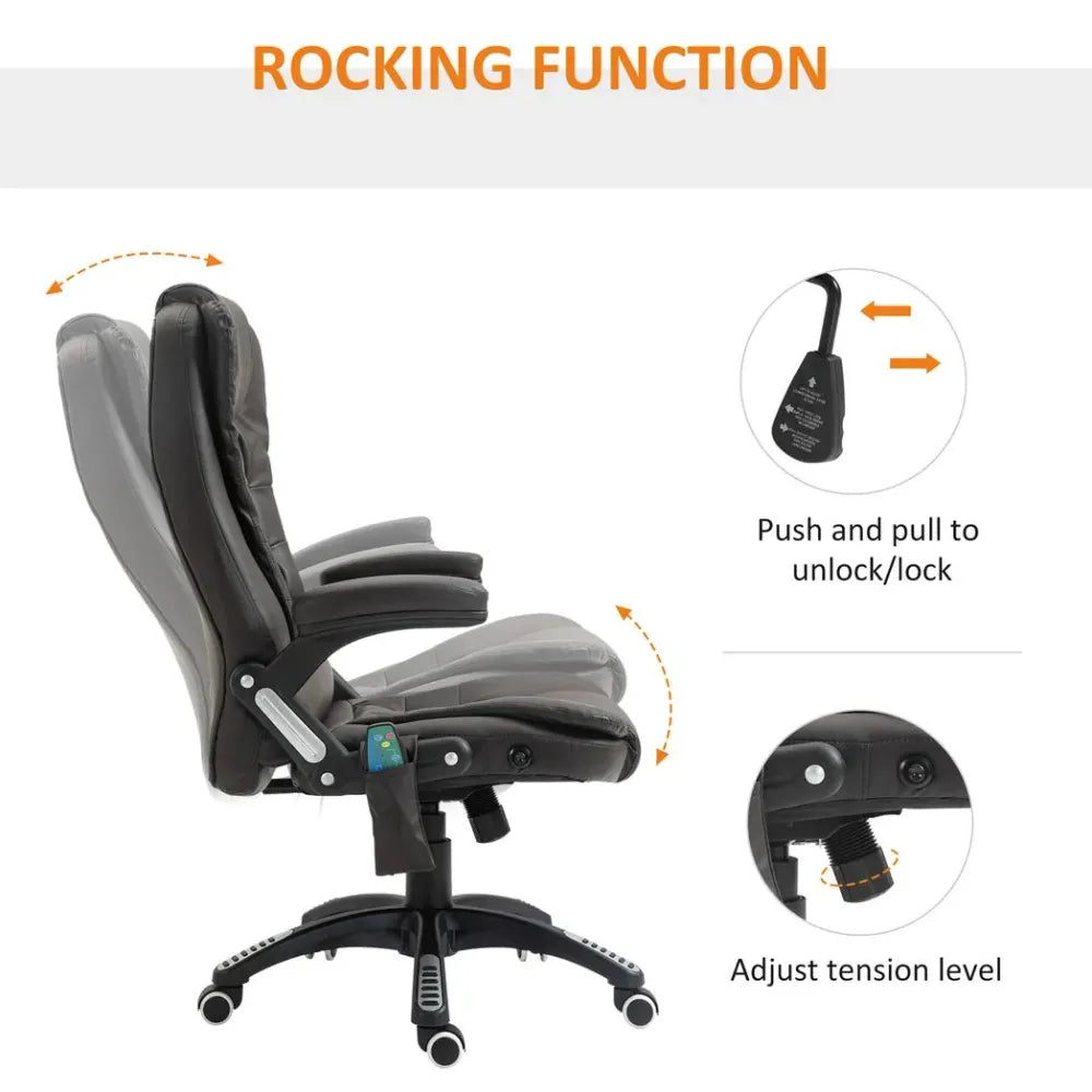 Luxury Heated Massage Office Chair - Reclining PU Leather Executive Comfort