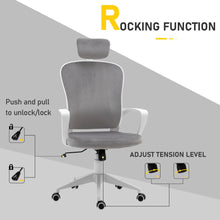 Load image into Gallery viewer, Vinsetto Ergonomic High-Back Rocking Office Chair with Adjustable Headrest - Grey
