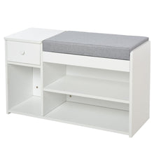 Load image into Gallery viewer, Stylish Multi-Storage Shoe Bench with Cushioned Seat &amp; Three Compartments
