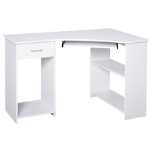 Load image into Gallery viewer, Compact L-Shaped Corner Desk with Shelves &amp; Keyboard Tray - Modern White
