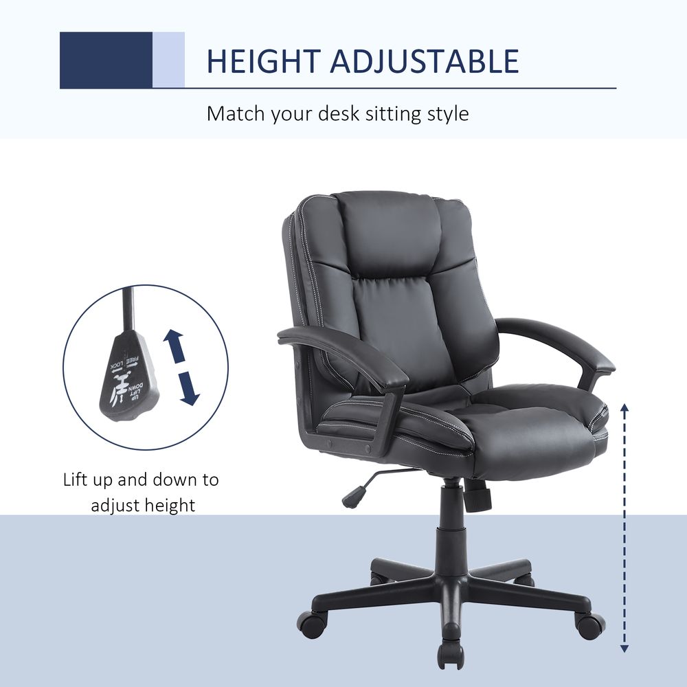 Premium Swivel Executive Office Chair - Ergonomic PU Leather, Adjustable Height