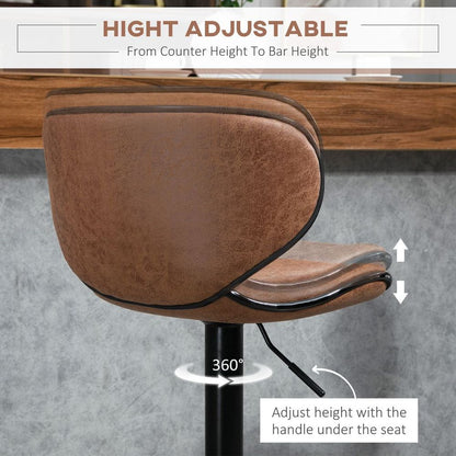 Adjustable Vintage Bar Stool Set of 2 - Stylish Microfiber Comfort & Support