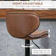 Load image into Gallery viewer, Adjustable Vintage Bar Stool Set of 2 - Stylish Microfiber Comfort &amp; Support
